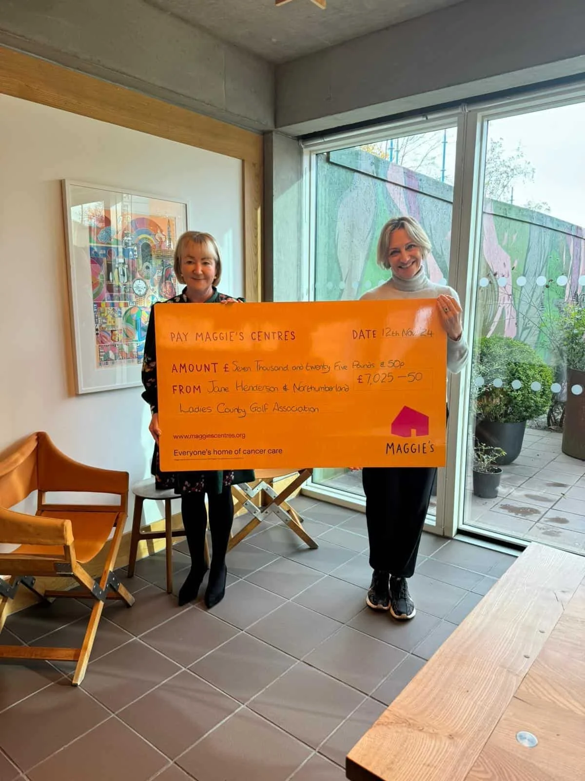 Cheque presentation to Maggie’s Charity